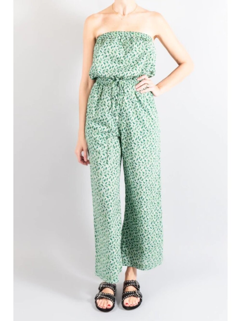 Overlover "Sunrise" Strapless Green Jumpsuit, Size XS